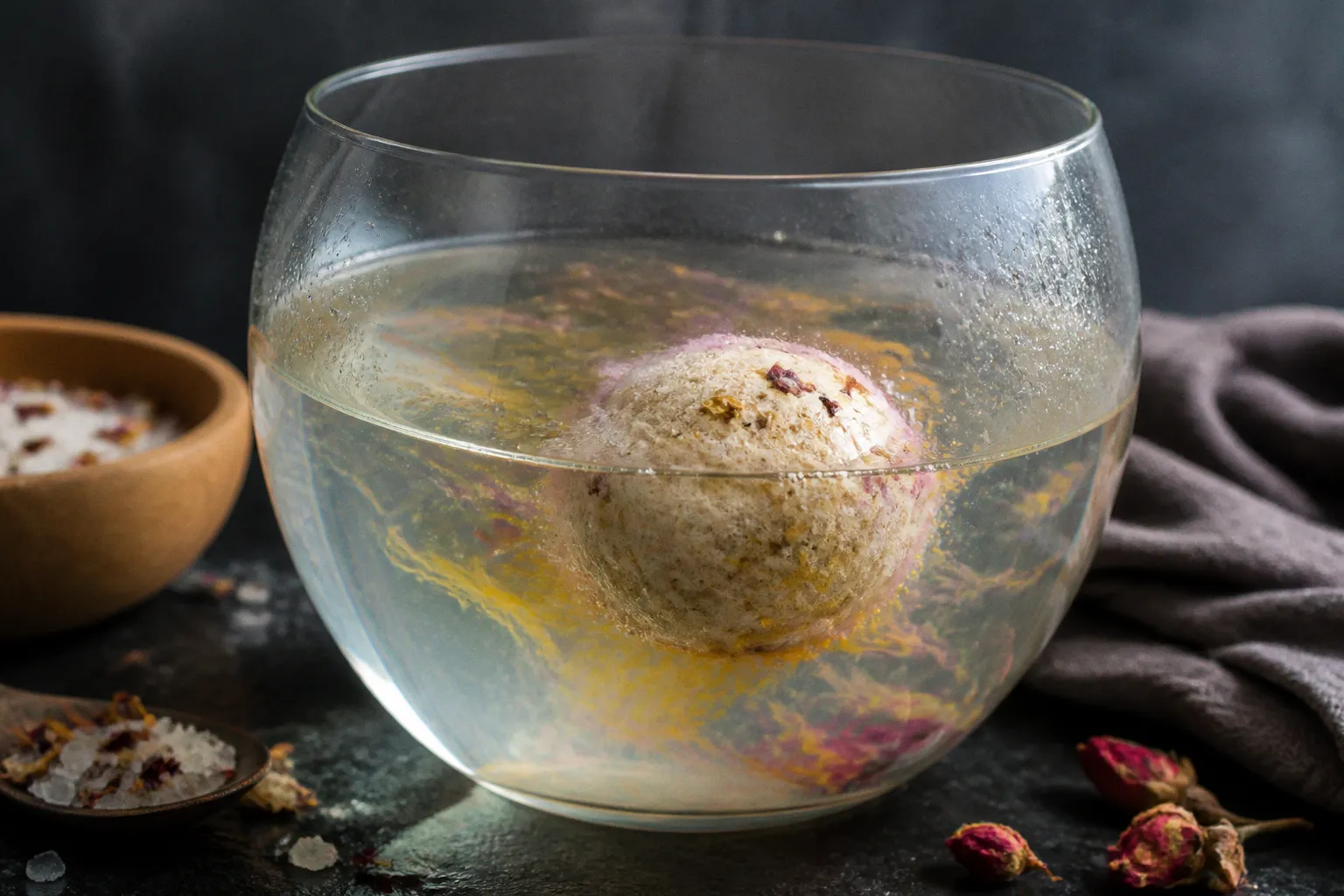 Bath salts or bath bombs for evening relaxation