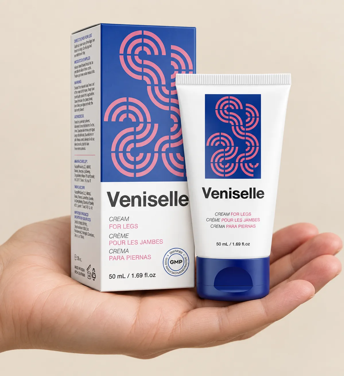 Veniselle — the package held in a hand