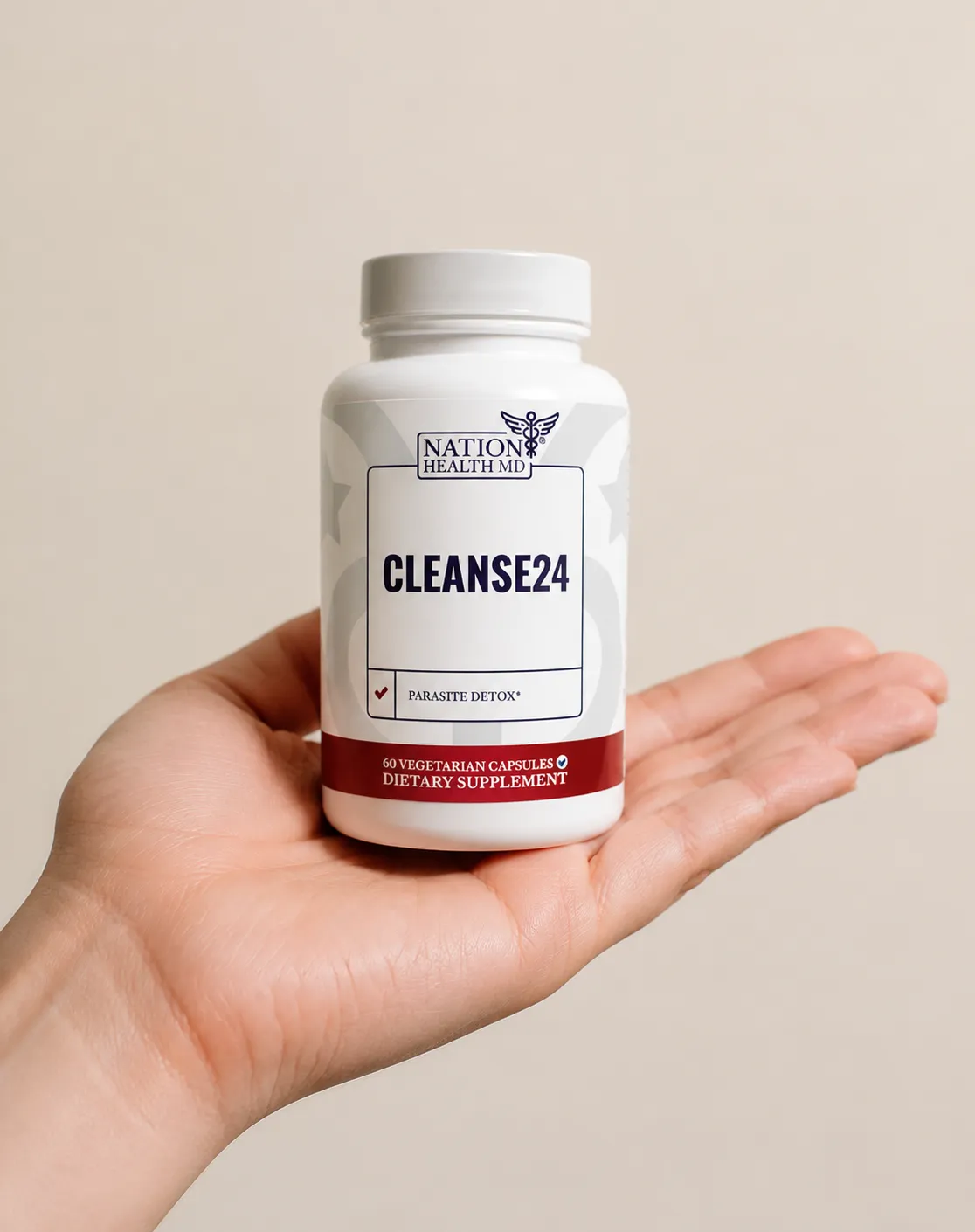 Cleanse 24 — the package held in a hand