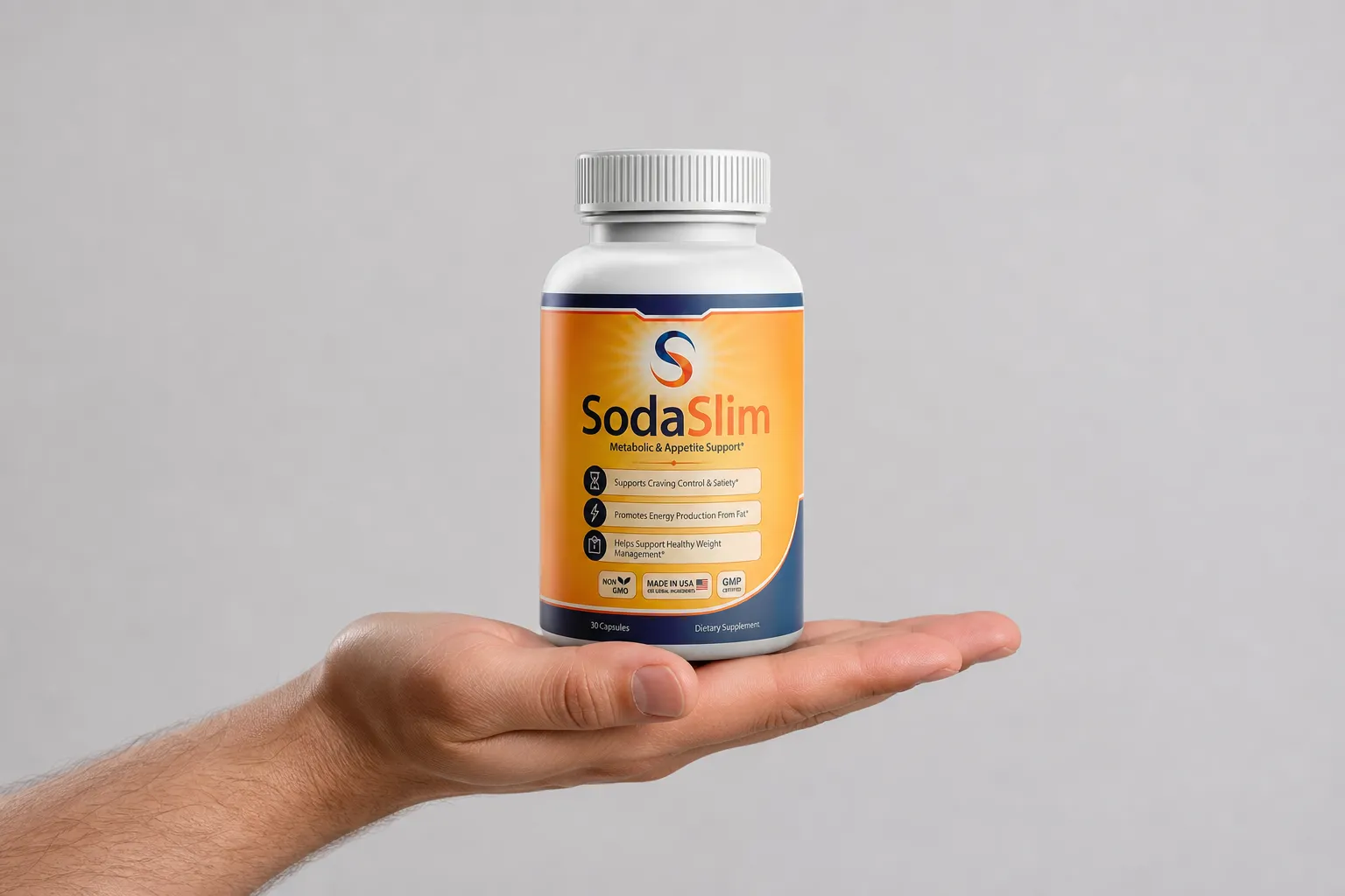 SodaSlim — the package held in a hand