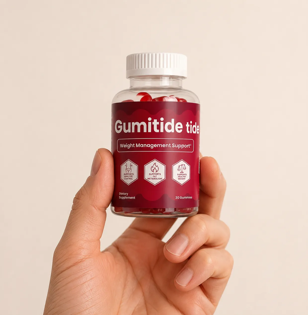 Gumitide — the package held in a hand