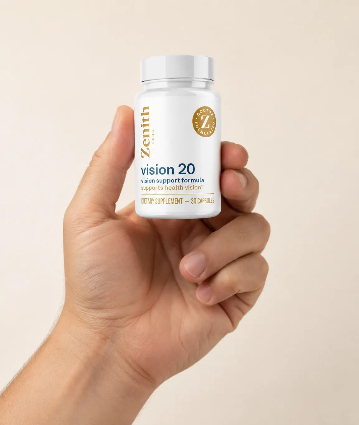 Vision 20 — the package held in a hand